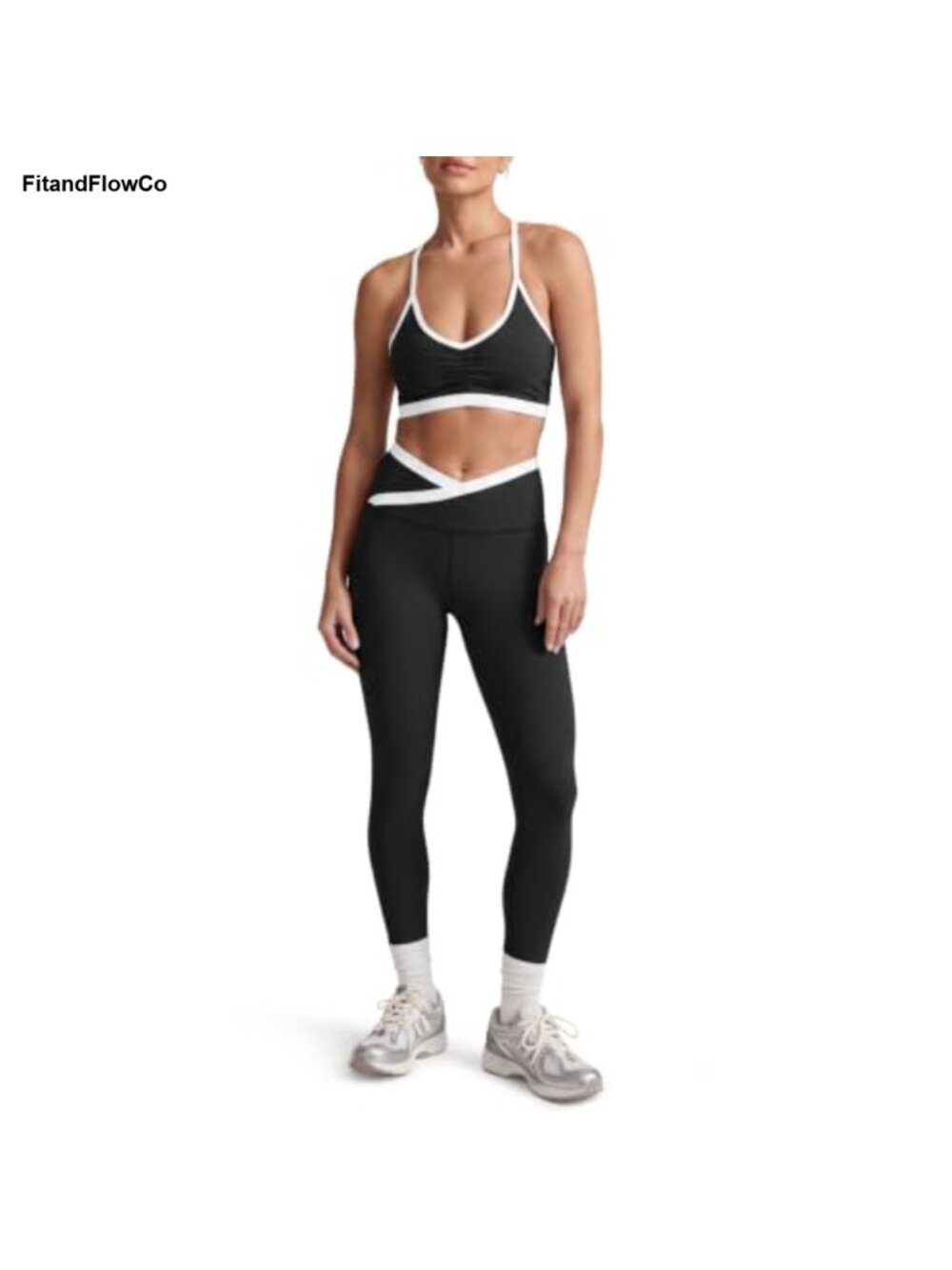 Aoysky 2 Piece Workout Set High Stretch Strappy Sports Bra & Crossover Leggings